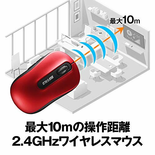 BUFFALO 無線 5ボタン BlueLEDマウス レッド BSMBW315RD