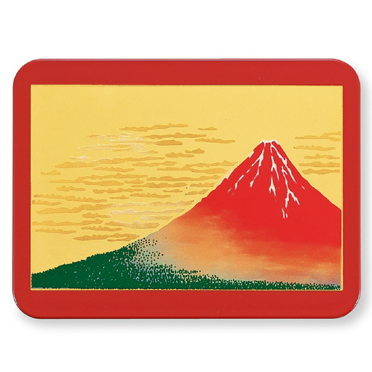 山中塗 漆芸 長角マウスパッド 赤富士/朱