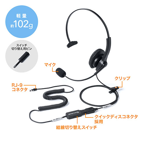 サンワサプライ 電話機用ヘッドセット 400-HS043
