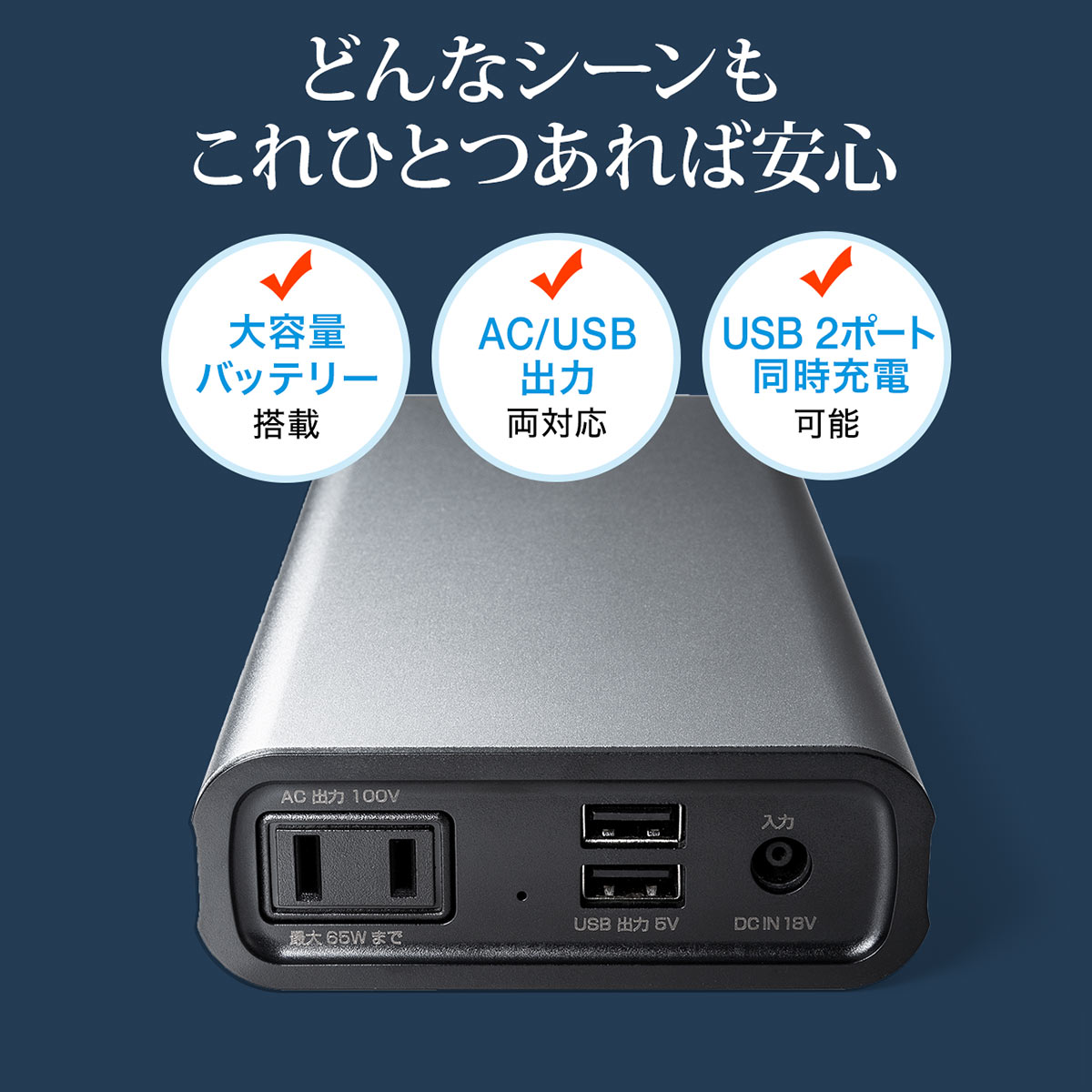AC出力対応モバイルバッテリー 大容量 22800mAh 83.22Wh