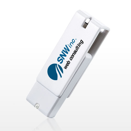 usbメモリ  b 名入れ対応・紛失防止・ストラップ付き・キャップレス・ホワイト  600-us w