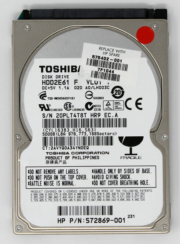TOSHIBA ノート用HDD 2.5inch MK5056GSY 500GB
