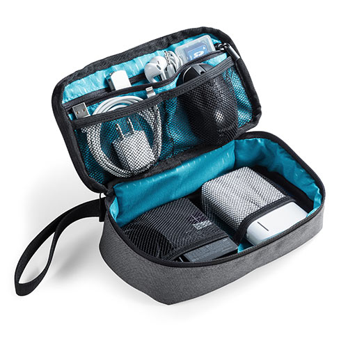 トラベルポーチ充電器ポーチACアダプタ/カメラ周辺収納収納ポーチ用旅行向けグレーEZ2-BAGIN006GY