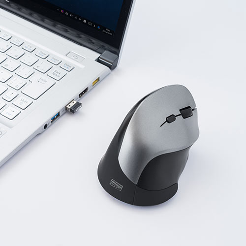 サンワダイレクト エルゴノミクスマウス ワイヤレス 腱鞘炎防止 ブルーLED 5ボタン 400-MA092