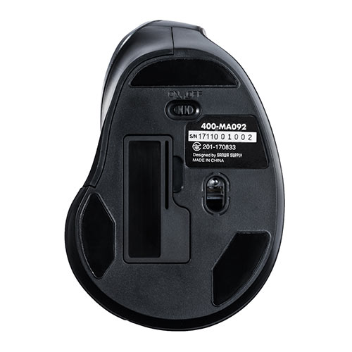 サンワダイレクト エルゴノミクスマウス ワイヤレス 腱鞘炎防止 ブルーLED 5ボタン 400-MA092