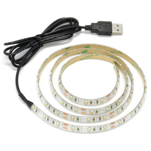 usb ac アダプター付 ledテープライト 貼レルヤ usb 電球色   60灯 + usb ac 黒 セ