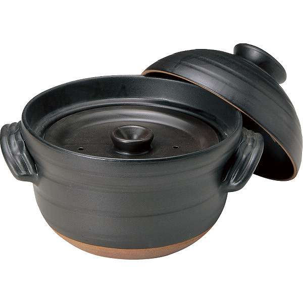 楽天市場】華月 萬古焼 大黒ごはん鍋 黒釉手造りごはん鍋 2合炊き 日本