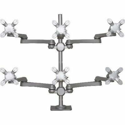 ウィンテクノ 水平多関節クランプ固定6画面アーム 銀 LA-518-5Q