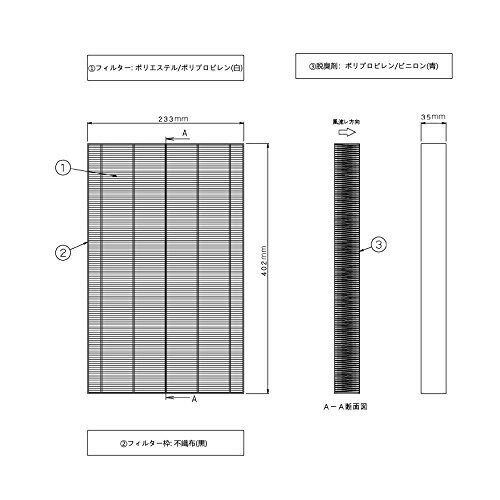 KTJBESTF 空気清浄機用フィルター KAFP029A4 互換品