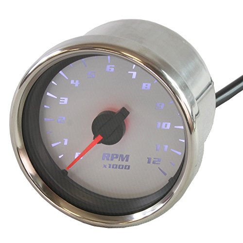 ライズコーポレーション バイク用タコメーター LEDバックライト機能付 12000RPM 電気式 60パイ ホワイト T07Z9990002WH | ライズコーポレーション バイク用 電気式 12000RPM LED タコ