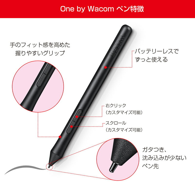 ワコム ペンタブレット One by Wacom ペン入力専用モデル Mサイズ CTL-672/K0-C