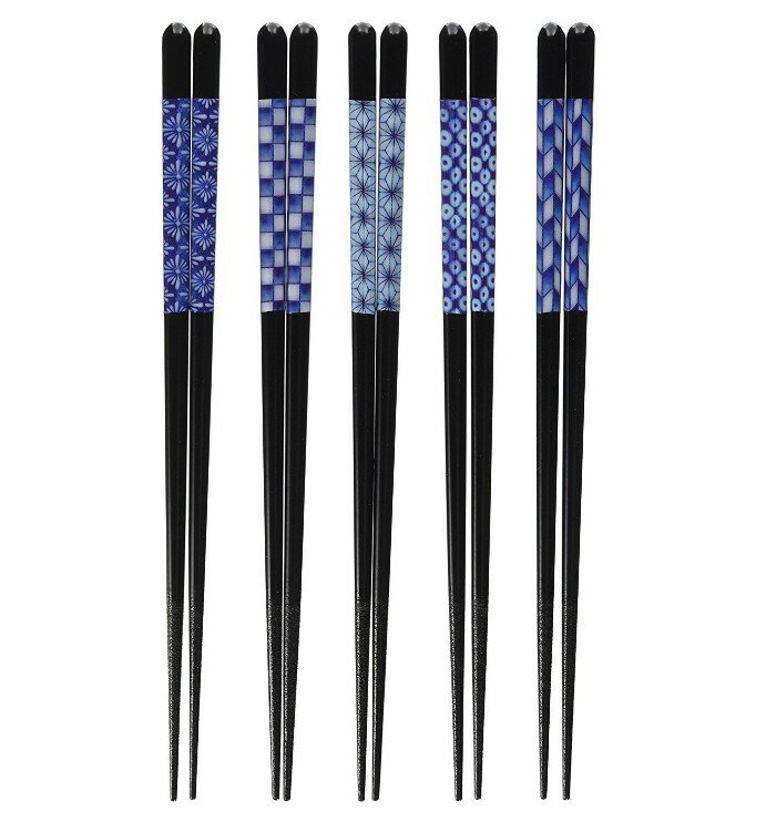 箸 客用 5p セット 藍化粧 食洗機 木製 天然木