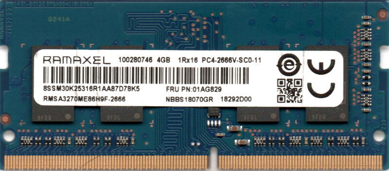RAMAXEL PC4-21300S DDR4-2666 4GB SO-DIMM 260pin ノートパソコン用メモリ RMSA3270ME86H9F-2666