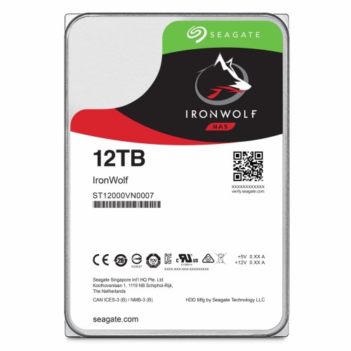 Seagate IronWolf 3.5" 12TB 内蔵ハードディスク HDD 3年 256MB 7200rpm 24時間稼動 PC NAS 用 RVセンサー