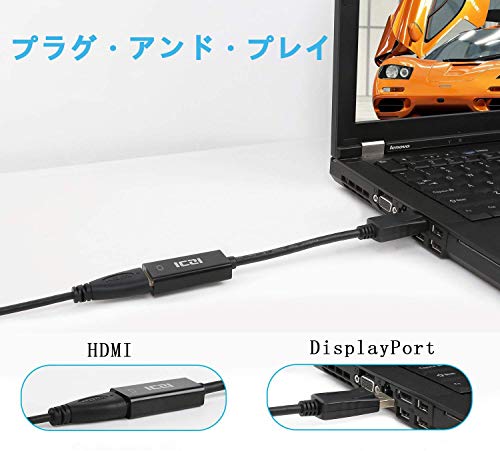 ICZI DisplayPort HDMI 変換アダプタ 最大解像度 1920×1080