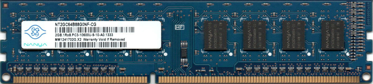 NANYA PC3-10600U DDR3-1333 2GB 240ピン DIMM デスクトップパソコン用メモリ NT2GC64B88G0NF-CG