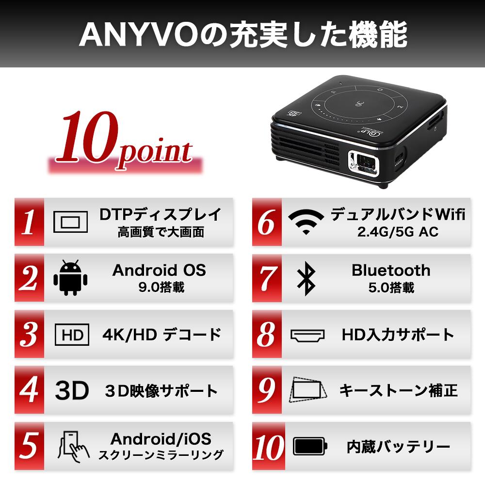 楽天市場】Anyvo 小型プロジェクター ポケットサイズ 8cm×8cm×2.8cm
