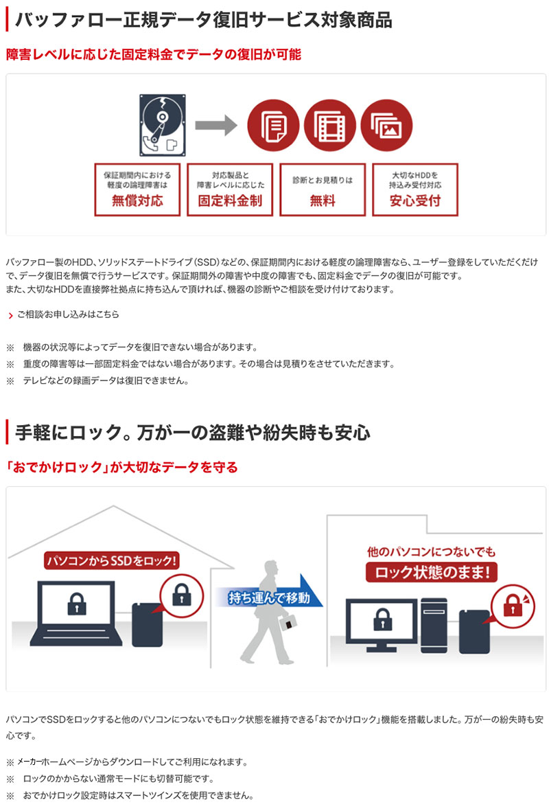 BUFFALO 外付けSSD SSD-PGM1.0U3-WC