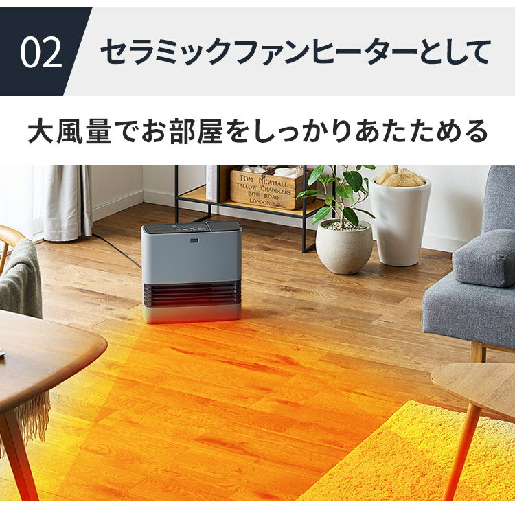 IRIS 大風量加湿セラミックファンヒーター ホワイト JKC125D1-W