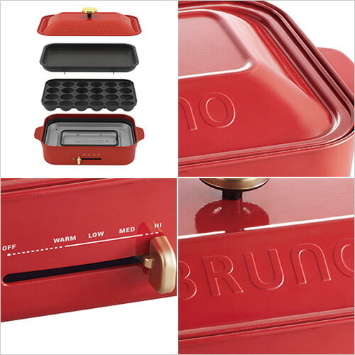 BRUNO コンパクトホットプレート レッド BOE021-WH 白 新品 BRUNO（ブルーノ） ホットプレート BOE021 BRUNO コンパクトホット
