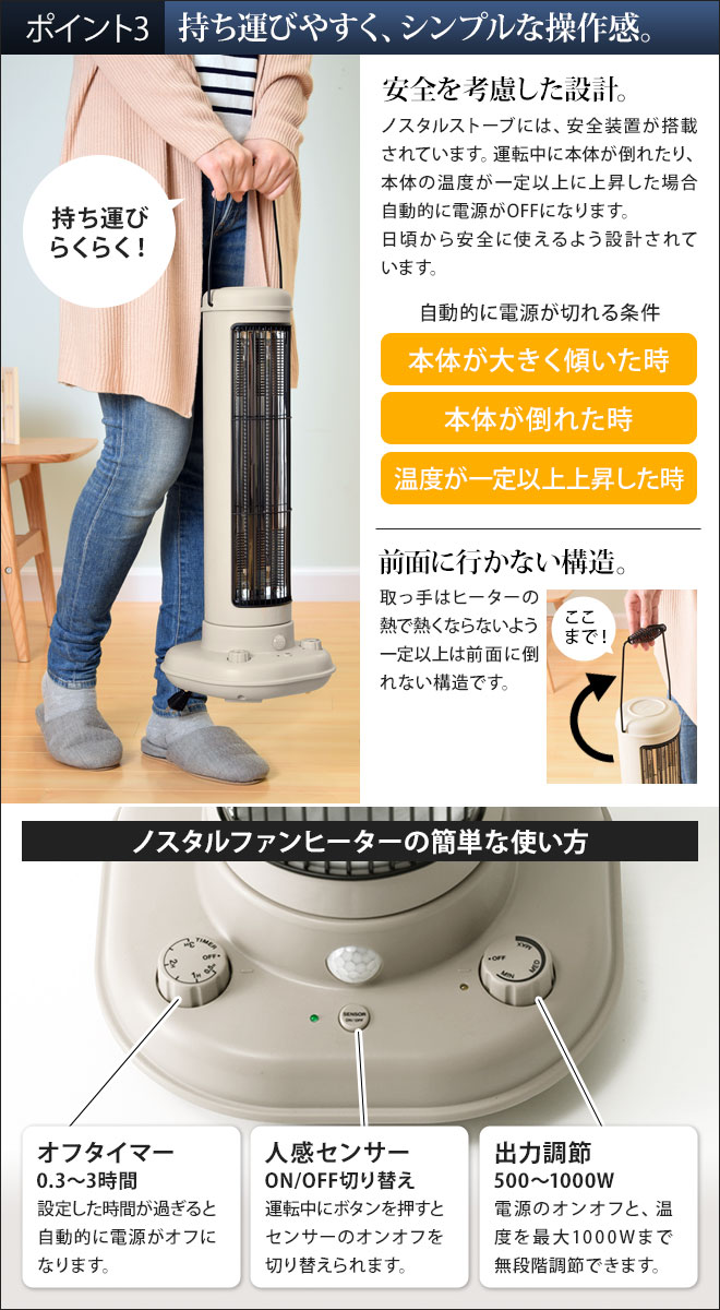楽天市場】BRUNO BRUNO カーボンファンヒーターNostal Stove L plus
