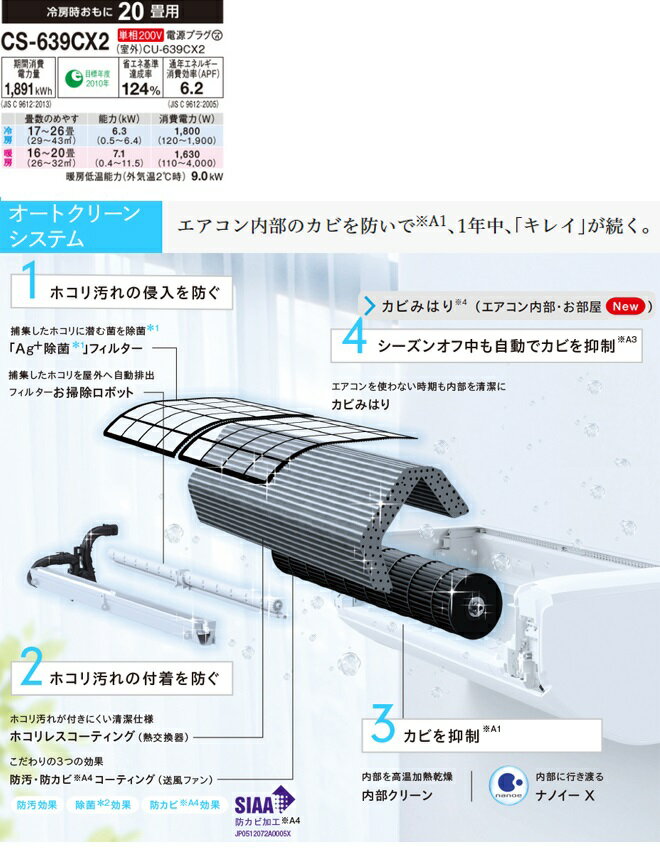 楽天市場】パナソニックオペレーショナルエクセレンス Panasonic エアコン X CS-639CX2-W | 価格比較 - 商品価格ナビ