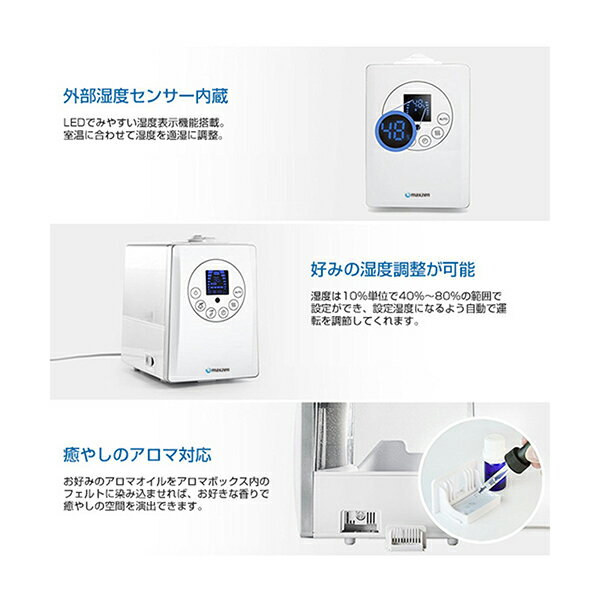 楽天市場】マクスゼン maxzen 6.0L ハイブリット式加湿器 KS-MX601-W