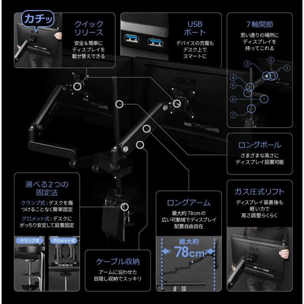 楽天市場】ビーズ Bauhutte ロングモニターアームGS BMA-1GS-BK | 価格