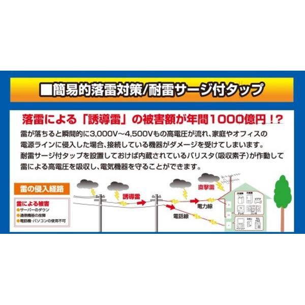 楽天市場】朝日電器 エルパ 耐雷サージ付独立スイッチ付タップ 3コ口 A-S500B(W)(1コ入) | 価格比較 - 商品価格ナビ