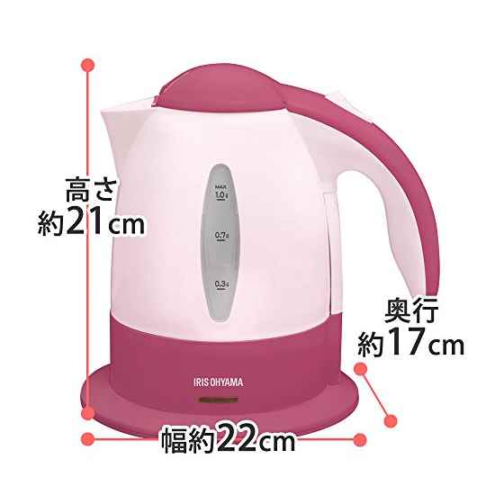 楽天市場】アイリスオーヤマ 電気ケトル ピンク 1L IKE-1001-P(1