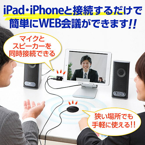サンワダイレクト iPhone・iPad向けWEB会議用マイクアダプタ LINE Zoom Skype FaceTime 対応 音声分配 400-MC008 楽天市場】iPhone・iPad WEB会議用マイク アダプタ 音声分配