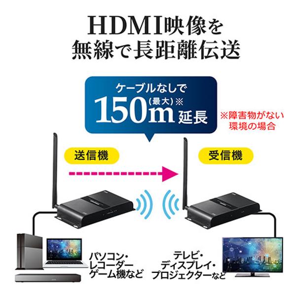 サンワサプライ　ワイヤレスHDMIエクステンダー　400-VGA012 HDMI信号を無線で最大50m延長できるワイヤレスHDMIエクステンダーを2月