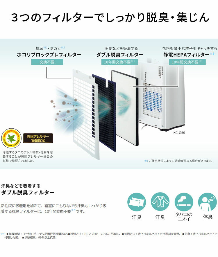 綺麗　SHARP 加湿空気清浄機　KC-G50-W SHARP 空気清浄機　加湿 SHARP 加湿空気清浄機 KC-G50-H グレー 高濃度プラズマ