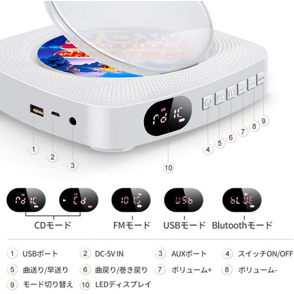 楽天市場】TREVOZ CDプレーヤー ポータブル 置き&壁掛け式 CD