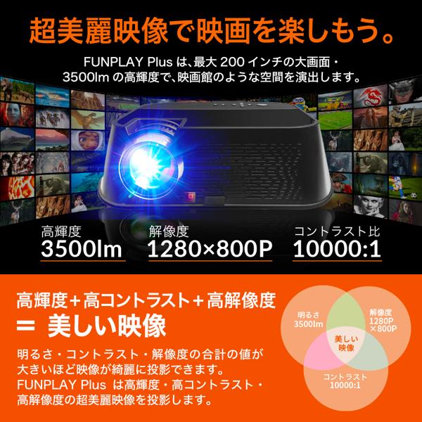 FunLogy Pro レーザー光源超短焦点プロジェクター 5500ANSIルーメン（直送品） - アスクル