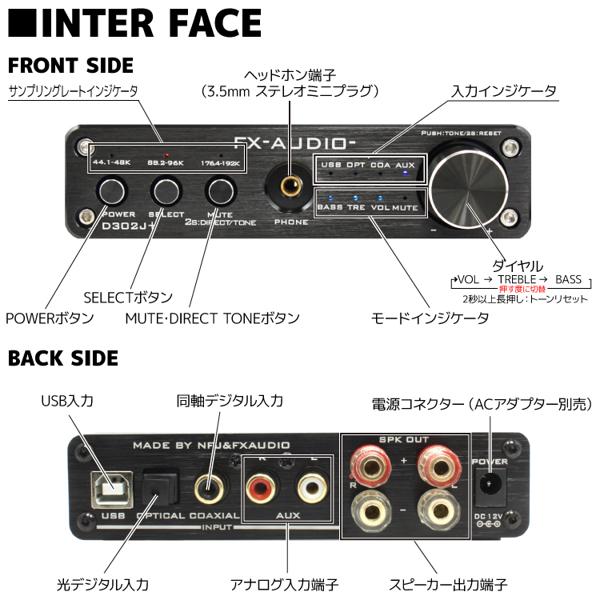 FX-AUDIO D302J++ フルデジタルアンプ ブラック FX-AUDIO フルデジタルアンプ | D302J++ ブラック - コイズミ