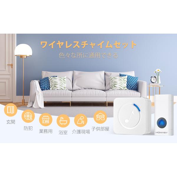 楽天市場】HOMASY 防水 ワイヤレス チャイム ホワイト SYXR713AB