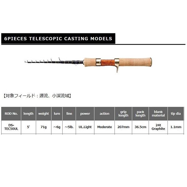 スミス トラウトロッド ダガーストリーム DS-TEC50UL ベイト/6ピーステレスコピック 振出