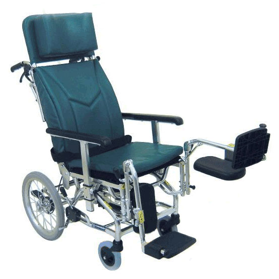 カワムラサイクル ティルト&リクライニング車いす エレベーティング&スイングアウト式 標準仕様 中床16インチ 濃紺チェック KXL16-42EL×A13 介助専用