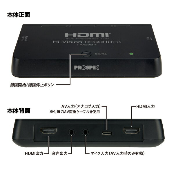 PROSPEC HVE-701 PC不要HDMIハイビジョンレコーダー - 映像機器