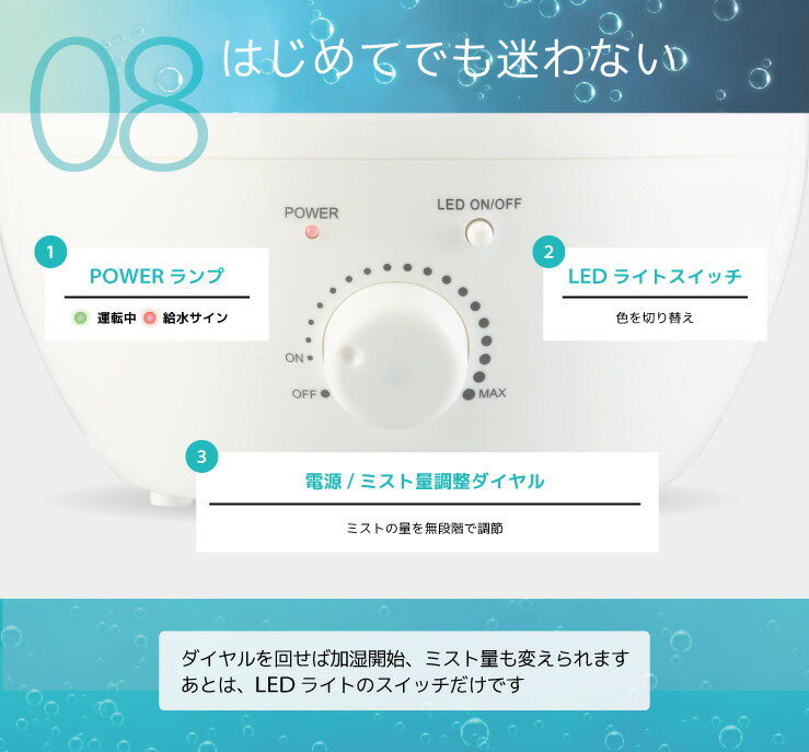 しずく型 アロマディフューザー 超音波式アロマ加湿器 大容量