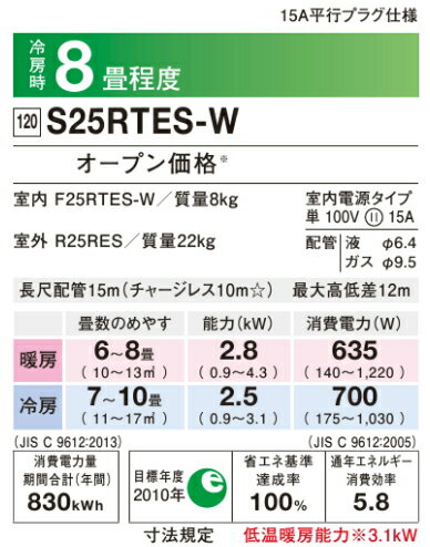 楽天市場】ダイキン工業 DAIKIN エアコン E F25RTES-W | 価格比較 - 商品価格ナビ