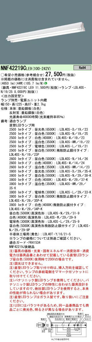 法人様限定】【NNFK43351JLA9】パナソニック 反射板付点灯ユニット LED