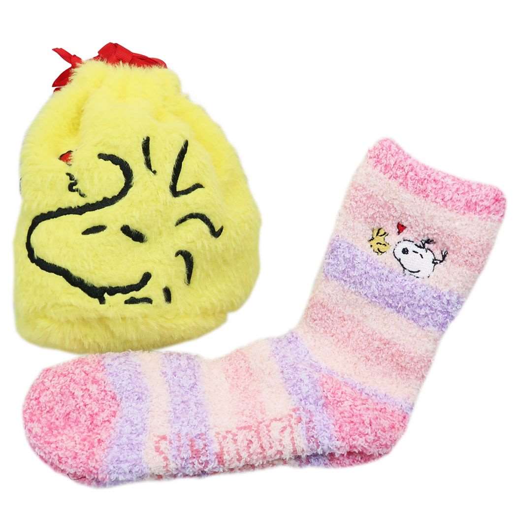 楽天市場 スモール プラネット 靴下ギフト もこもこ巾着 もこもこソックス セット スヌーピー ウッドストック ピーナッツ スモールプラネット プレゼント 価格比較 商品価格ナビ