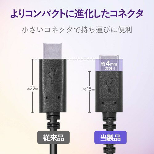 エレコム 高耐久 断線しにくい USBケーブル タイプC 2.0m ブラック MPA-ACS20NBK(1コ)