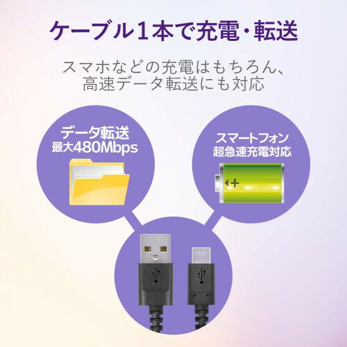 エレコム 高耐久 断線しにくい USBケーブル タイプC 2.0m ブラック MPA-ACS20NBK(1コ)