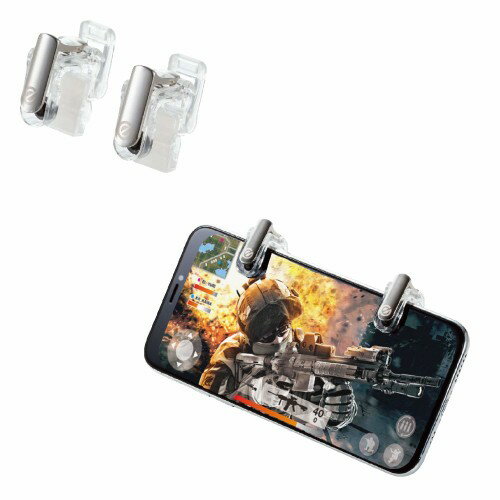 エレコム 荒野行動 PUBGMobile スマホ用ゲームコントローラー 射撃ボタン 2ボタン分離型 4.0～6.5インチ iPhone/Android クリア P-GMFS2B01CRT