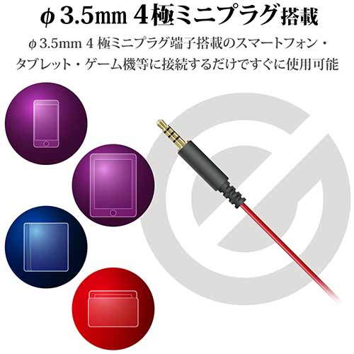 エレコム ヘッドセット イヤホン スマホ用 φ3.5mm4極ミニプラグ HS-GS30EBK(1セット)