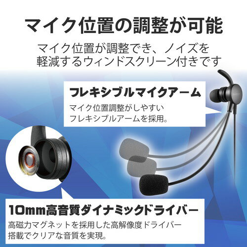 ELECOM 片耳耳栓タイプUSBヘッドセット HS-EP16UBK