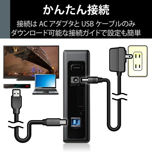 エレコム HDD 外付け SeeQVault規格 USB3.2 Gen1 ブラック 4TB ELD-QEN2040UBK(1台)